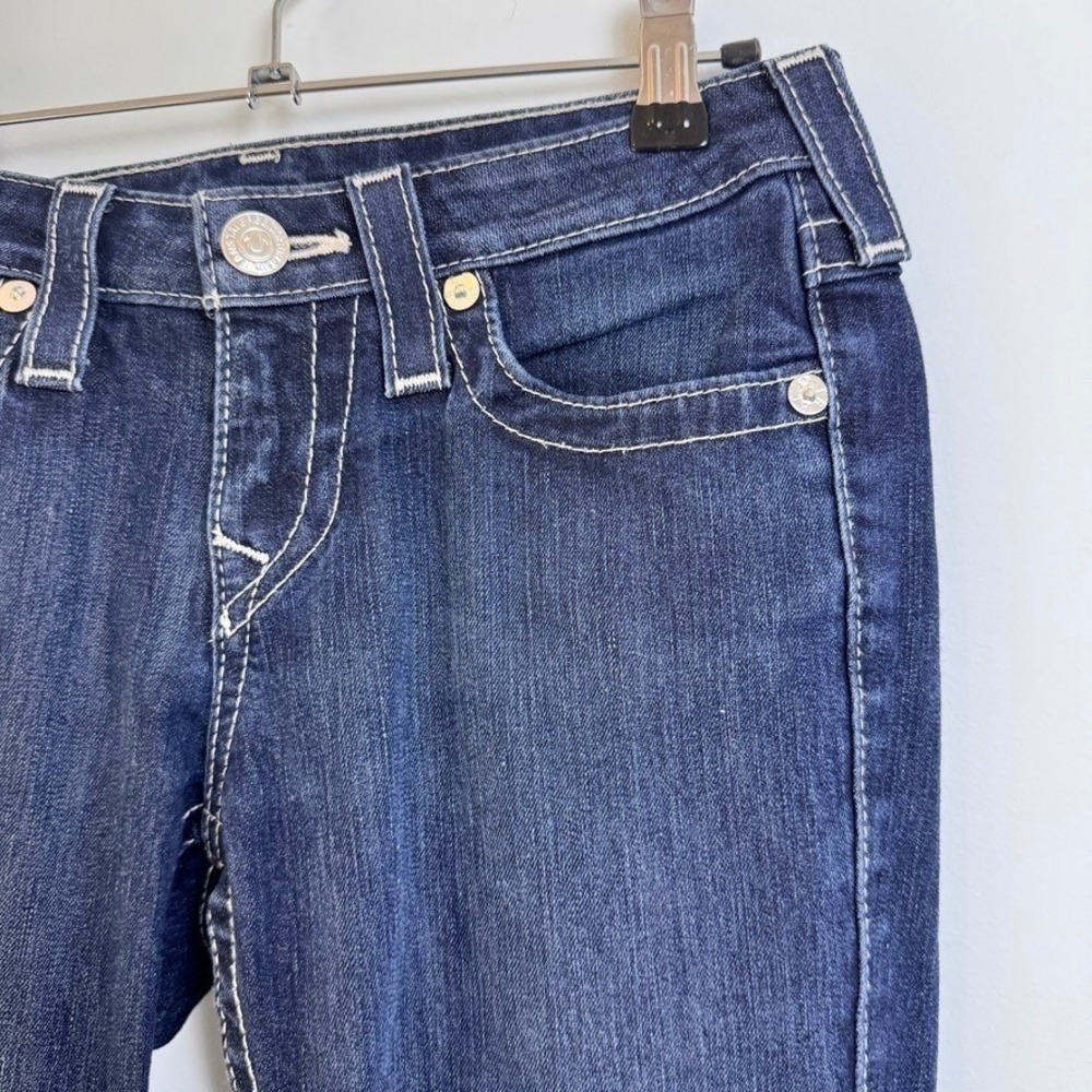 True Religion Joey Flare Y2K Lowrise Jeans Womens 27 Dark Wash Contrast Stitch - Picture 5 of 12